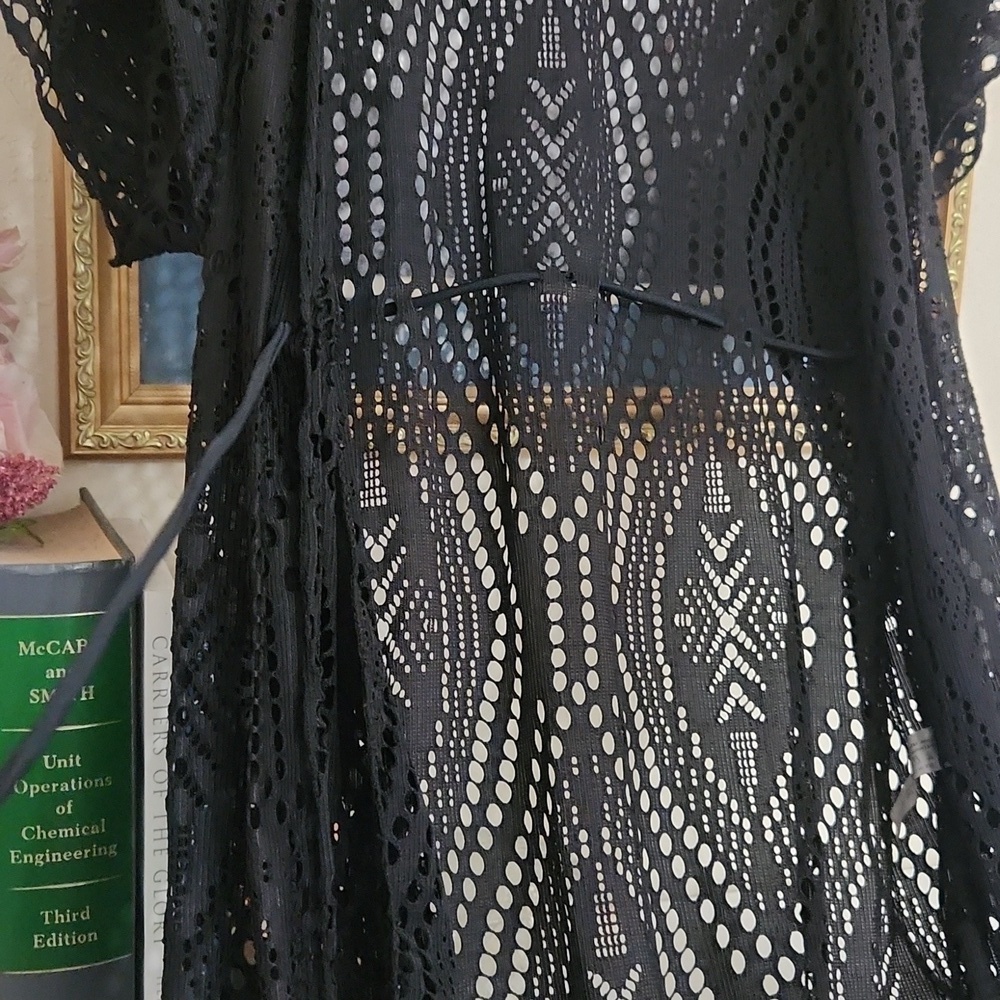 Black Swim Cover-Up Beach Sexy Cruise Pool Party Large - Picture 4 of 6